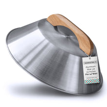 Aluminum Wok Cover for 14" Hand Hammered Wok, 13" Flat Wok Lid - mammafong