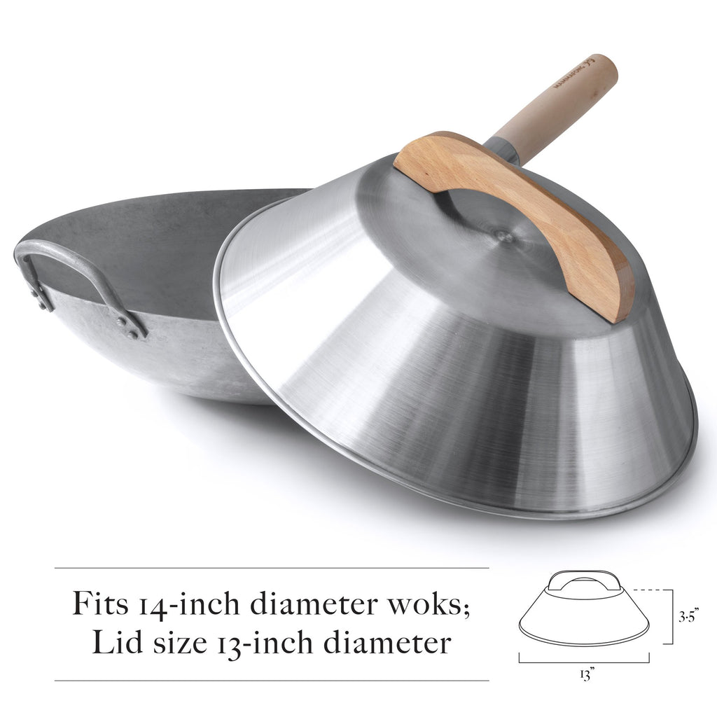 Aluminum Dome Wok Lid/Wok Cover, 13-Inches, (For 14 Wok), 18 Gauge, USA  Made