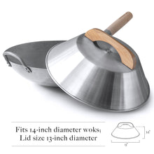Aluminum Wok Cover for 14" Hand Hammered Wok, 13" Flat Wok Lid - mammafong