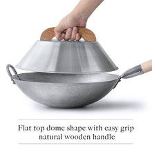 Aluminum Wok Cover for 14" Hand Hammered Wok, 13" Flat Wok Lid - mammafong