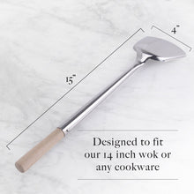 Wok Spatula Stainless Steel, 15" Long with Sturdy Wooden Handle Wok Turner, Stir Fry Wok Utensils - mammafong