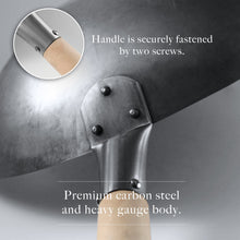 Authentic Hand Hammered Small Wok, 12" Carbon Steel Chinese Pow Wok, Traditional Round Bottom Wok - mammafong