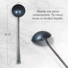 Pre-seasoned Hand Forged Wok Ladle 15” Long for Carbon Steel Wok, Stir Fry Wok Tool Utensils
