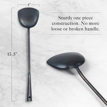 Pre-seasoned Hand Forged Wok Spatula 15” Long for Carbon Steel Wok, Stir Fry Wok Tool Utensils