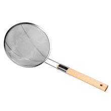 Stainless steel skimmer colander strainer with wooden handle for Frying, Filter Cooking Tool
