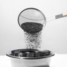 Stainless steel skimmer colander strainer with wooden handle for Frying, Filter Cooking Tool