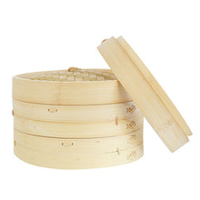 Hand-made Traditional Bamboo Steamer Basket 2 Tier with Lid Set Kitchen Cooking Utensils Tools Fit our 14" Wok or Steam Pot