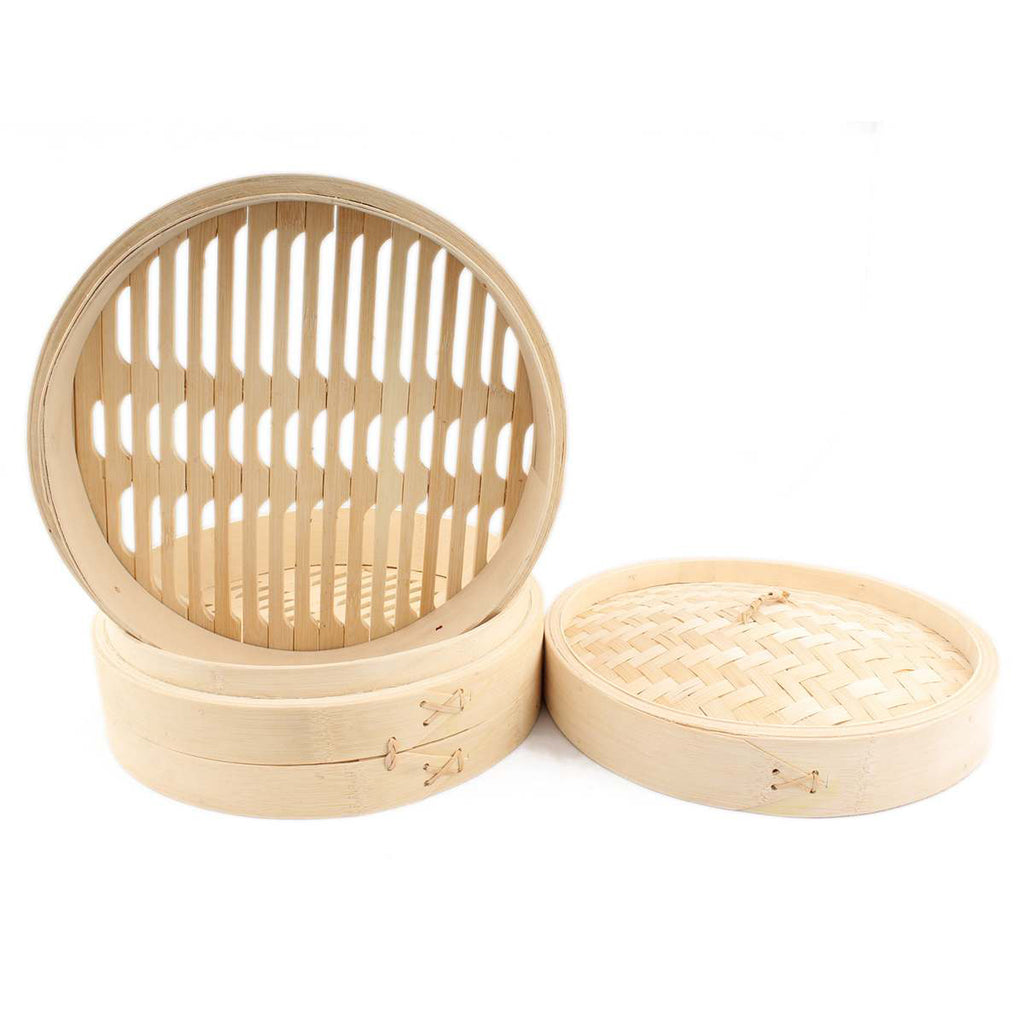 Hand-made Traditional Bamboo Steamer Basket 2 Tier with Lid Set Kitche –  mammafong