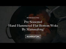 Pre-Seasoned Blue Carbon Steel Hand Hammered Flat Bottom Pow Wok - 14" with Helper Handle