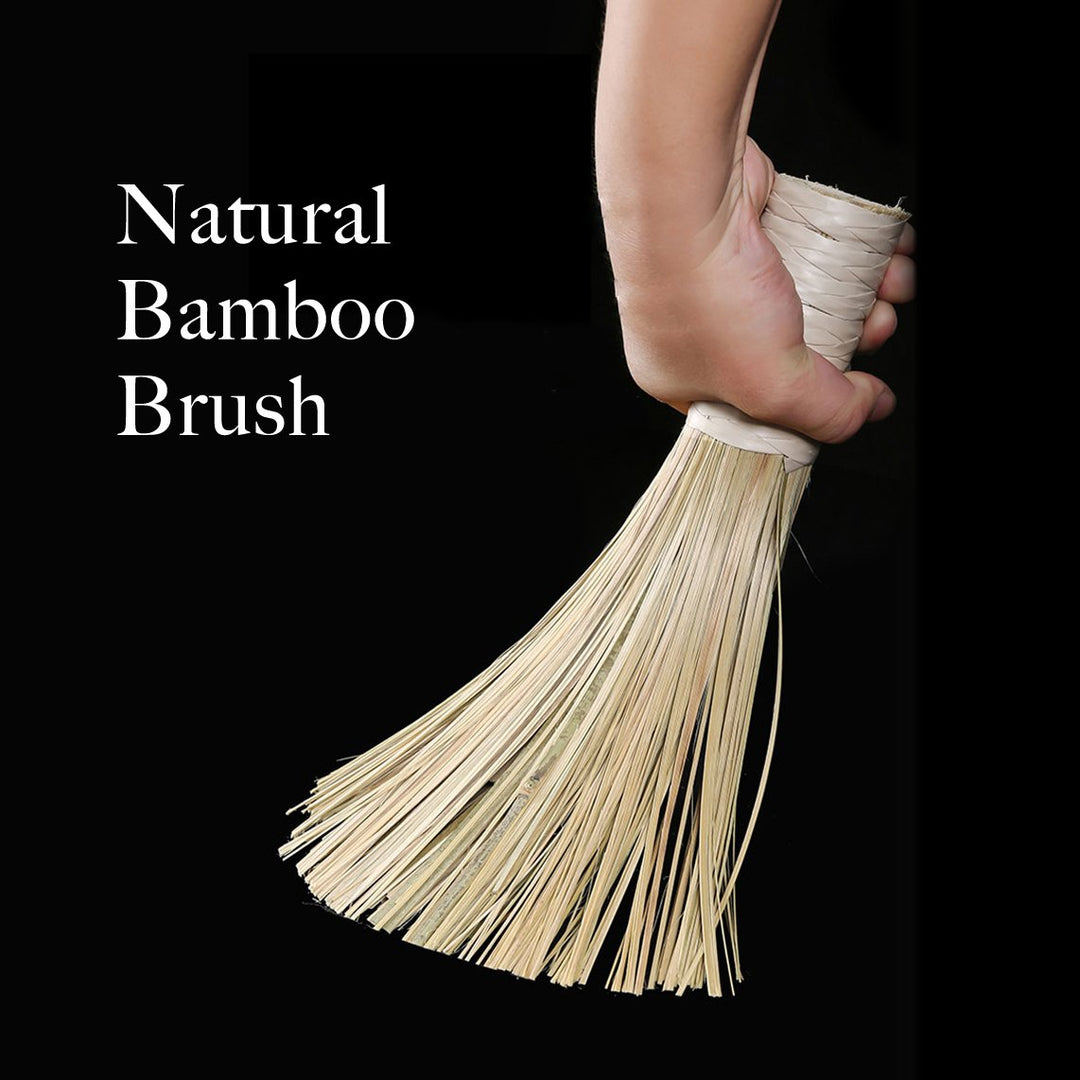 2-Pack Natural Bamboo Wok Brushes – Handmade Pot & Pan Cleaner For Kitchen, Grill, Dishes