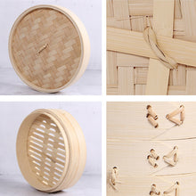 Hand-made Traditional Bamboo Steamer Basket 2 Tier with Lid Set Kitchen Cooking Utensils Tools Fit our 14" Wok or Steam Pot