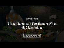 Authentic Hand Hammered Carbon Steel Flat Bottom Pow Wok, 14" with Helper Handle